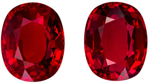 Pair of Unique Rubies - 6.38 carats - 9.1 x 7.3mm - GRS Certified, Stunning Gems