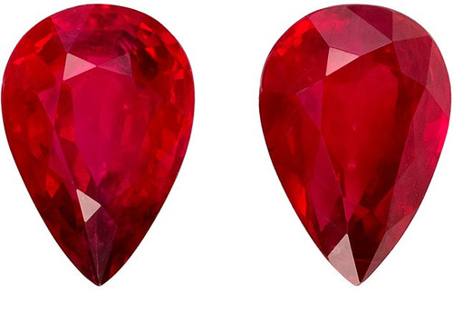 Low Price Ruby Loose Gemstones - Pear Cut - 1.89 carats - 7.1 x 5mm - Matching Pair