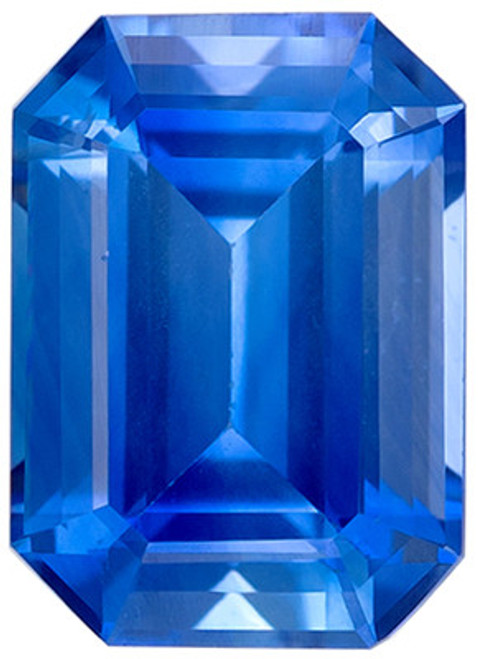 Genuine Blue Sapphire - Emerald Cut - Medium Rich Blue - 1.22 carats - 7 x 5 mm