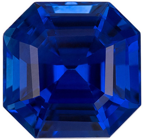 Loose Blue Sapphire Gemstone - Emerald Cut - Rich Royal Blue - 1.28 carats - 6 x 6 mm