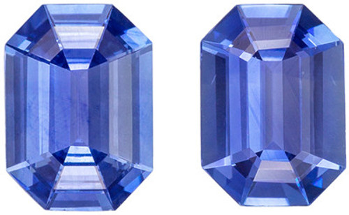 Fine Blue Sapphire - Well Matched Pair - Emerald Cut - Cornflower Blue - 1.54 carats - 6.9 x 4.9mm