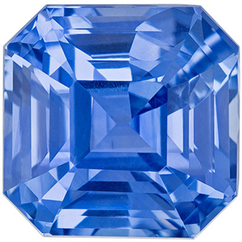 Genuine Loose Blue Sapphire - Asscher Cut - Cornflower Blue Color - 3.57 carats - 8 x 7.9mm - Highly Low Price