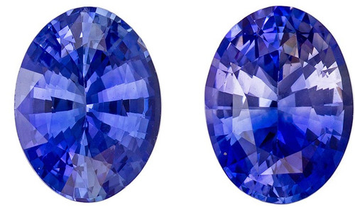 Sapphire Loose Gemstone Pair - Oval Cut - Rich Blue - 2.73 carats - 8 x 6 mm