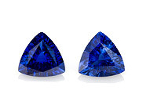 AfricaGems Certified Blue Sapphire - Trillion Cut - 2.25 carats - 7mm Matching Pair