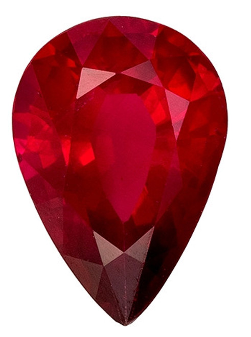 Pretty Ruby Gemstone - 0.74 carats - Pear Cut - Red - 7 x 4.8mm