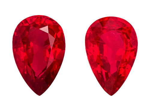 Stunning Ruby Gemstone Earring Pair - 0.96 carats - Pear Cut - 6 x 3.9mm - AfricaGems Certified