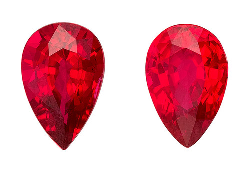 Perfect Earring Gems - Ruby Gemstone Pair - 1.1 carats - Pear Cut - 6 x 4mm - with AfricaGems Cert