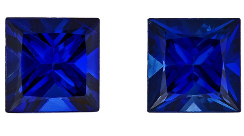 Blue Sapphire Gemstone Earring Pair - Princess Cut - 0.94 carats - 4.3 mm - AfricaGems Certified