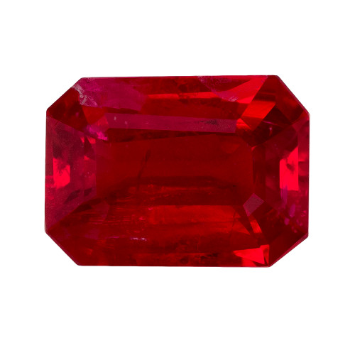 Vivid Red Ruby - Emerald Cut - 1.08 Carats - 6.9x5 mm