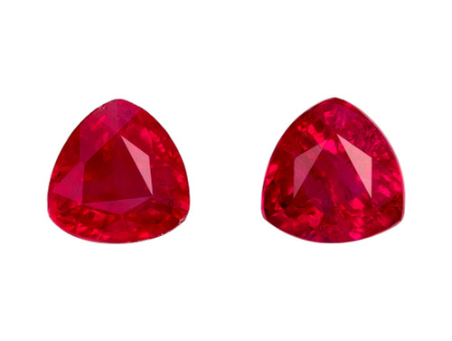 Ruby Trillion Cut Pair - 0.65 Carat - Deep Red - 3.9mm Dimensions