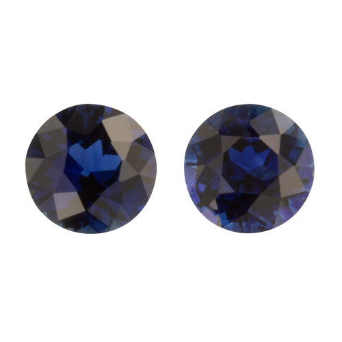 Well Matched Gem Pair - Round Cut - Blue Sapphire - 1.58 carats - 5.40mm